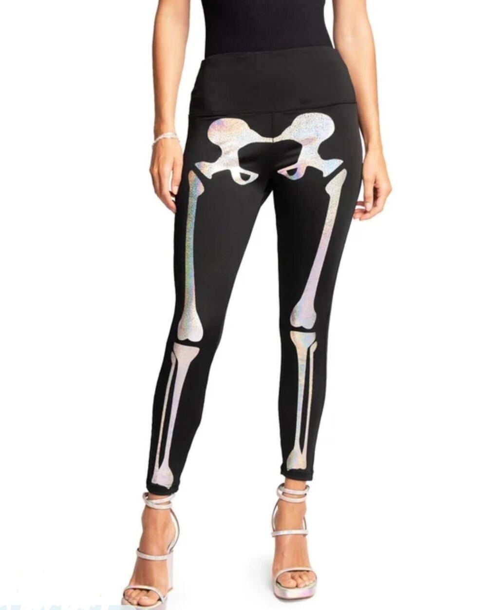 Tipsy Elves Shimmer Skeleton High Waisted Leggings Size Small